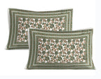 Rudra Bazaar Green 210 TC Cotton Double King Bedsheet With 2 Pillow Covers - Distacart