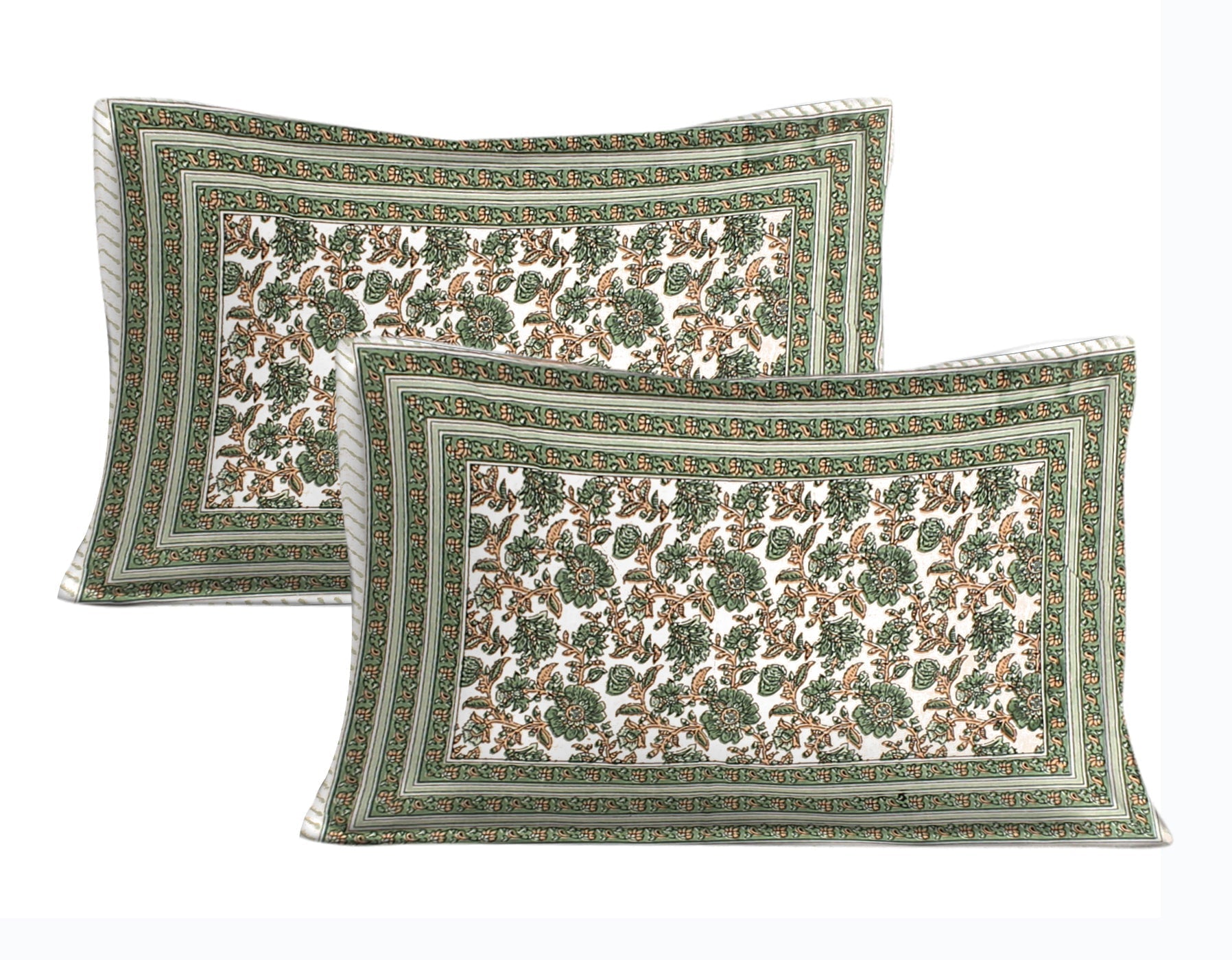 Rudra Bazaar Green 210 TC Cotton Double King Bedsheet With 2 Pillow Covers - Distacart