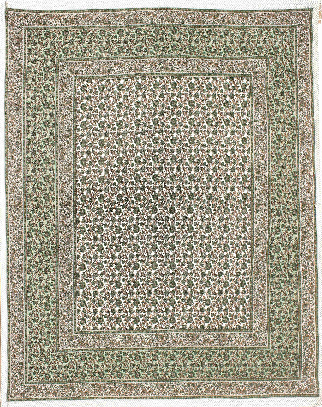 Rudra Bazaar Green 210 TC Cotton Double King Bedsheet With 2 Pillow Covers - Distacart