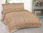 Rudra Bazaar Orange 210 TC Cotton Double King Bedsheet With 2 Pillow Covers - Distacart