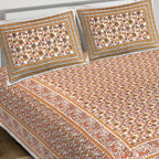 Rudra Bazaar Orange 210 TC Cotton Double King Bedsheet With 2 Pillow Covers - Distacart