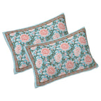 Rudra Bazaar Blue 210 TC Cotton Double King Bedsheet With 2 Pillow Covers - Distacart