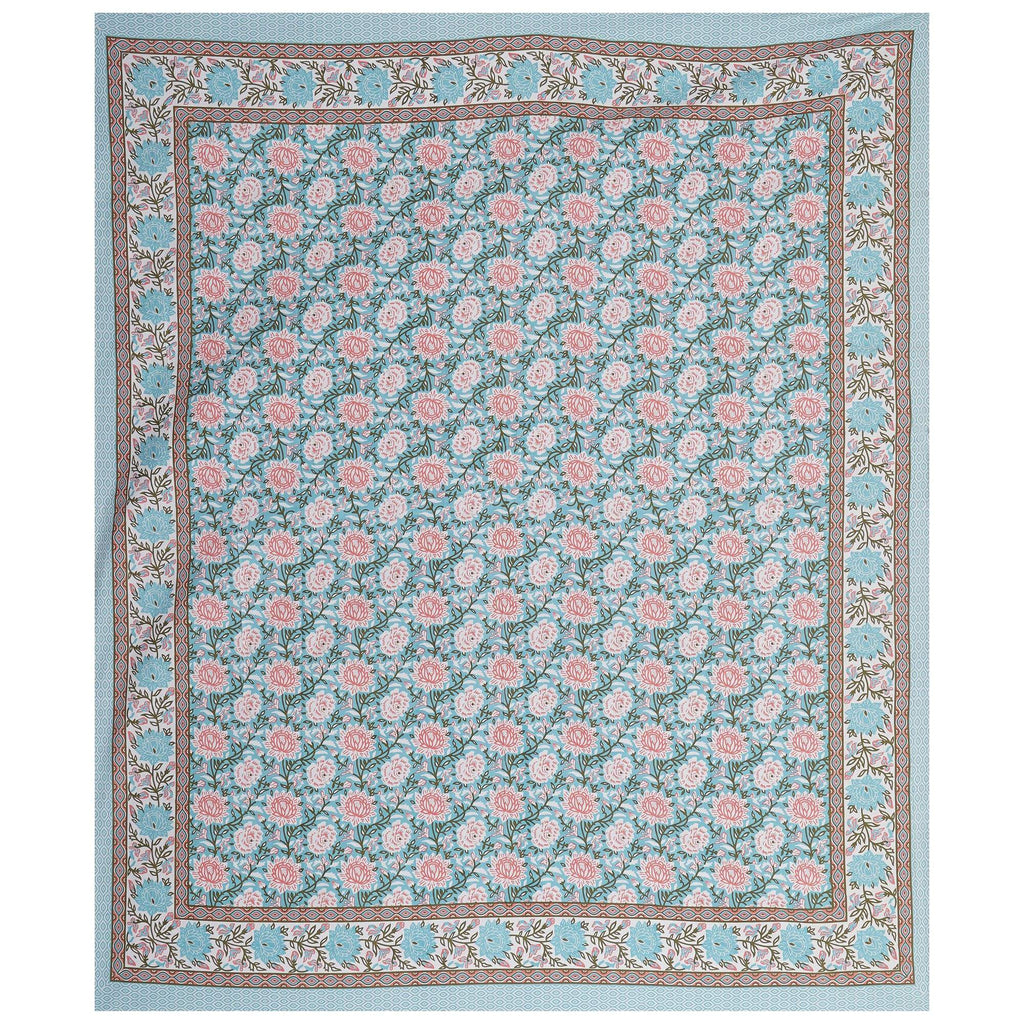 Rudra Bazaar Blue 210 TC Cotton Double King Bedsheet With 2 Pillow Covers - Distacart