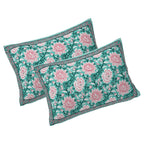 Rudra Bazaar Sea Green 210 TC Cotton Double King Bedsheet With 2 Pillow Covers - Distacart