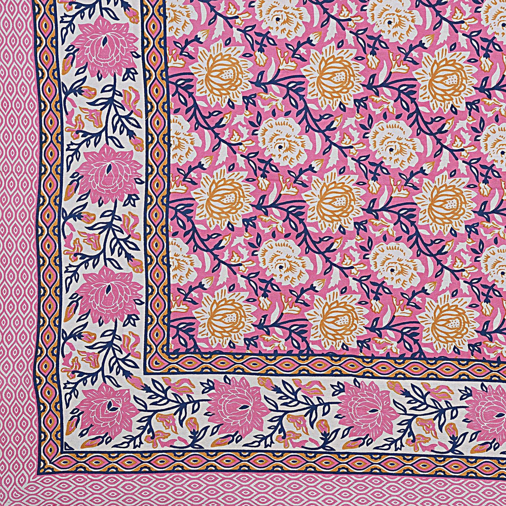 Rudra Bazaar Pink 210 TC Cotton Double King Bedsheet With 2 Pillow Covers - Distacart