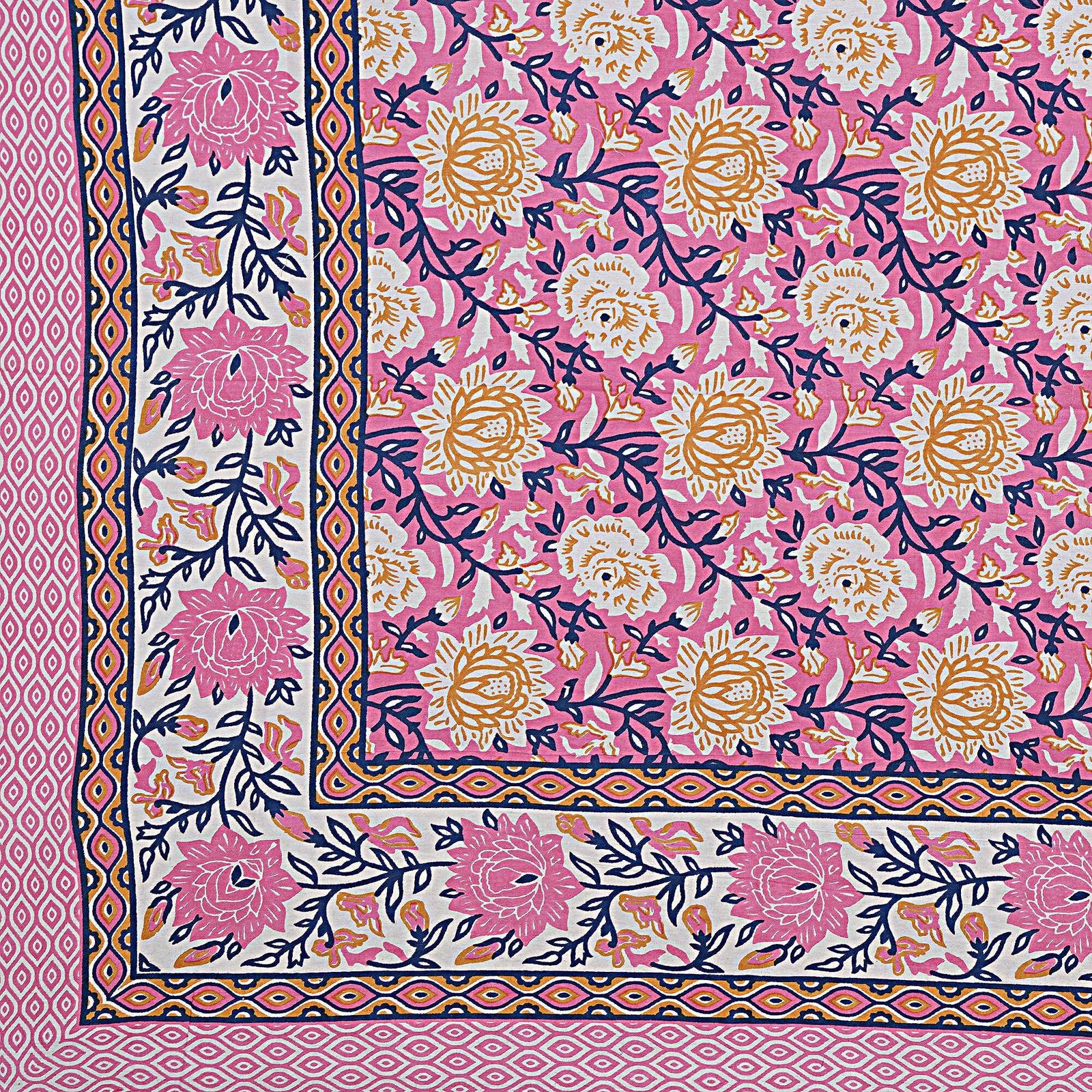 Rudra Bazaar Pink 210 TC Cotton Double King Bedsheet With 2 Pillow Covers - Distacart