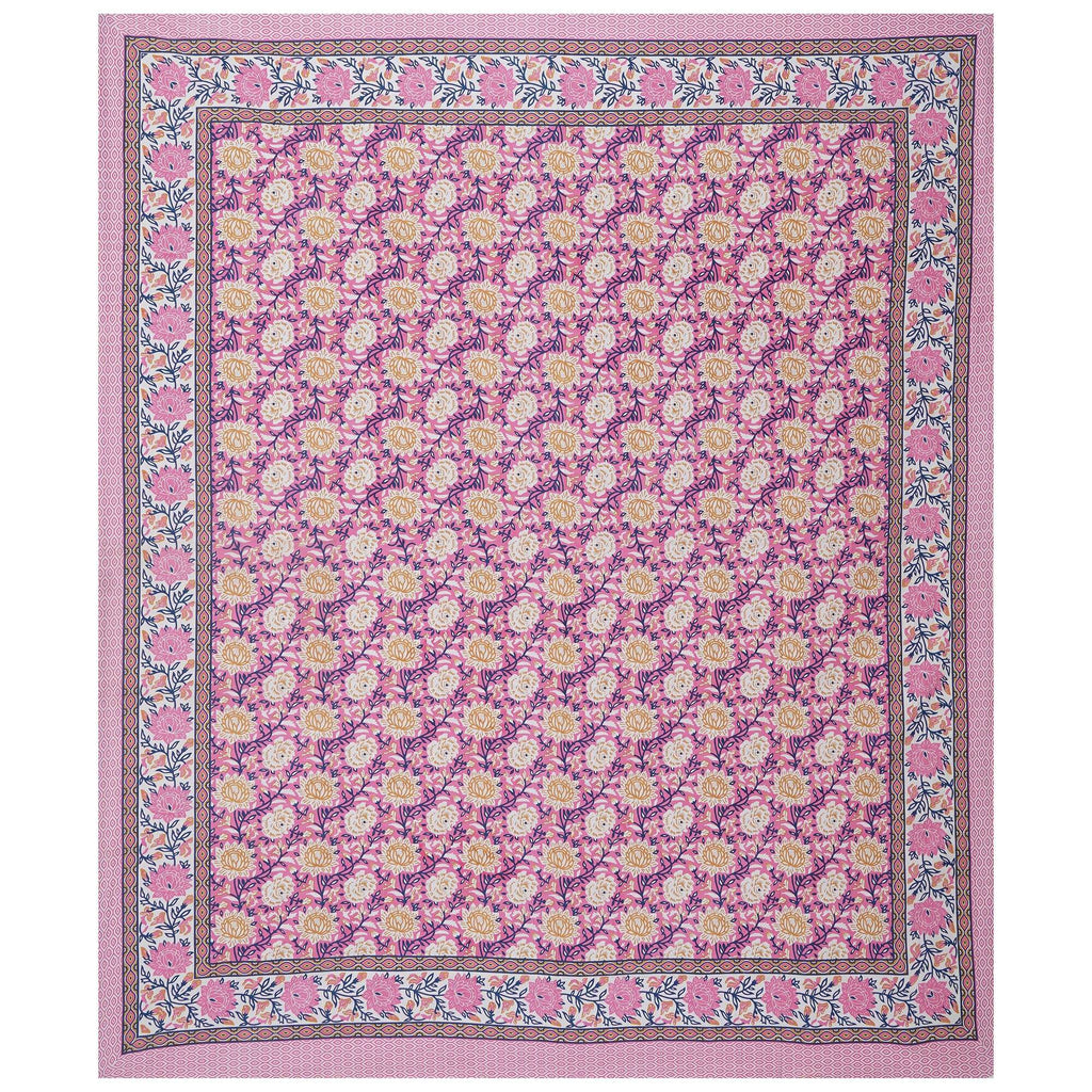 Rudra Bazaar Pink 210 TC Cotton Double King Bedsheet With 2 Pillow Covers - Distacart