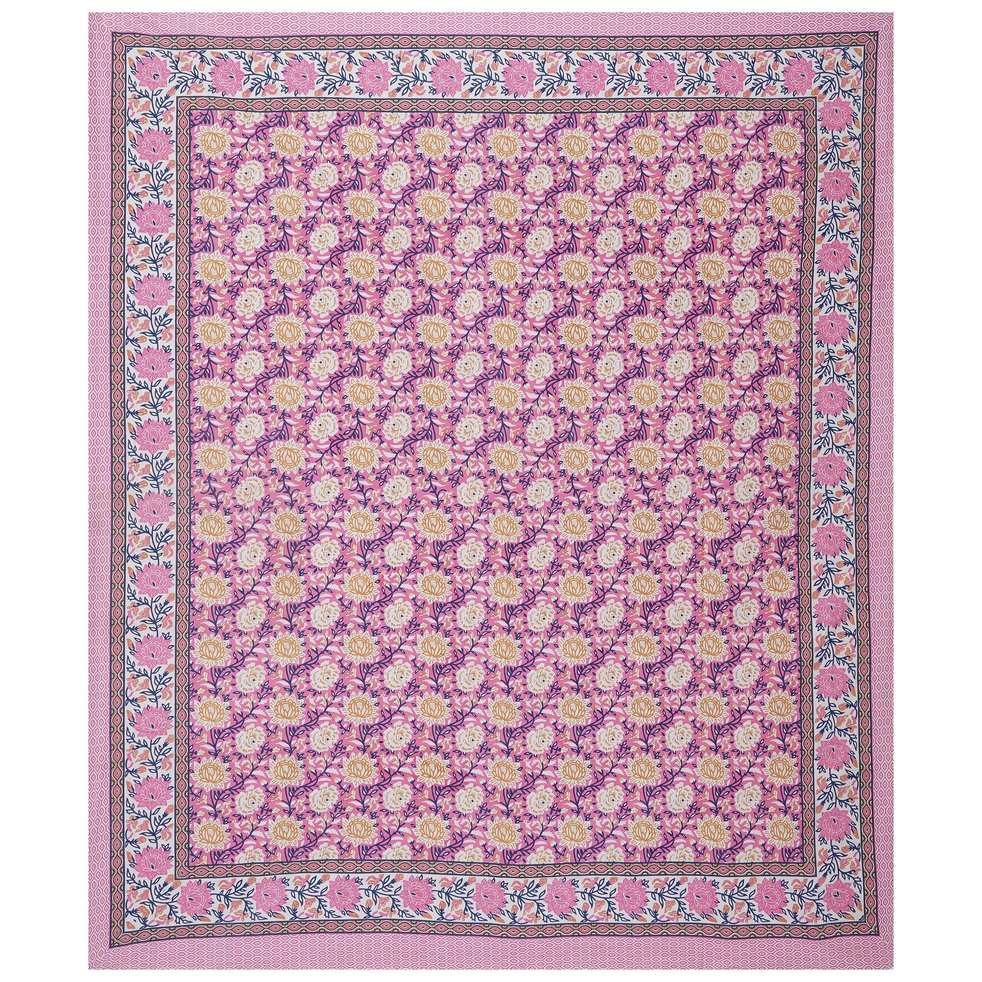 Rudra Bazaar Pink 210 TC Cotton Double King Bedsheet With 2 Pillow Covers - Distacart
