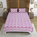 Rudra Bazaar Purple 210 TC Cotton Double King Bedsheet With 2 Pillow Covers - Distacart