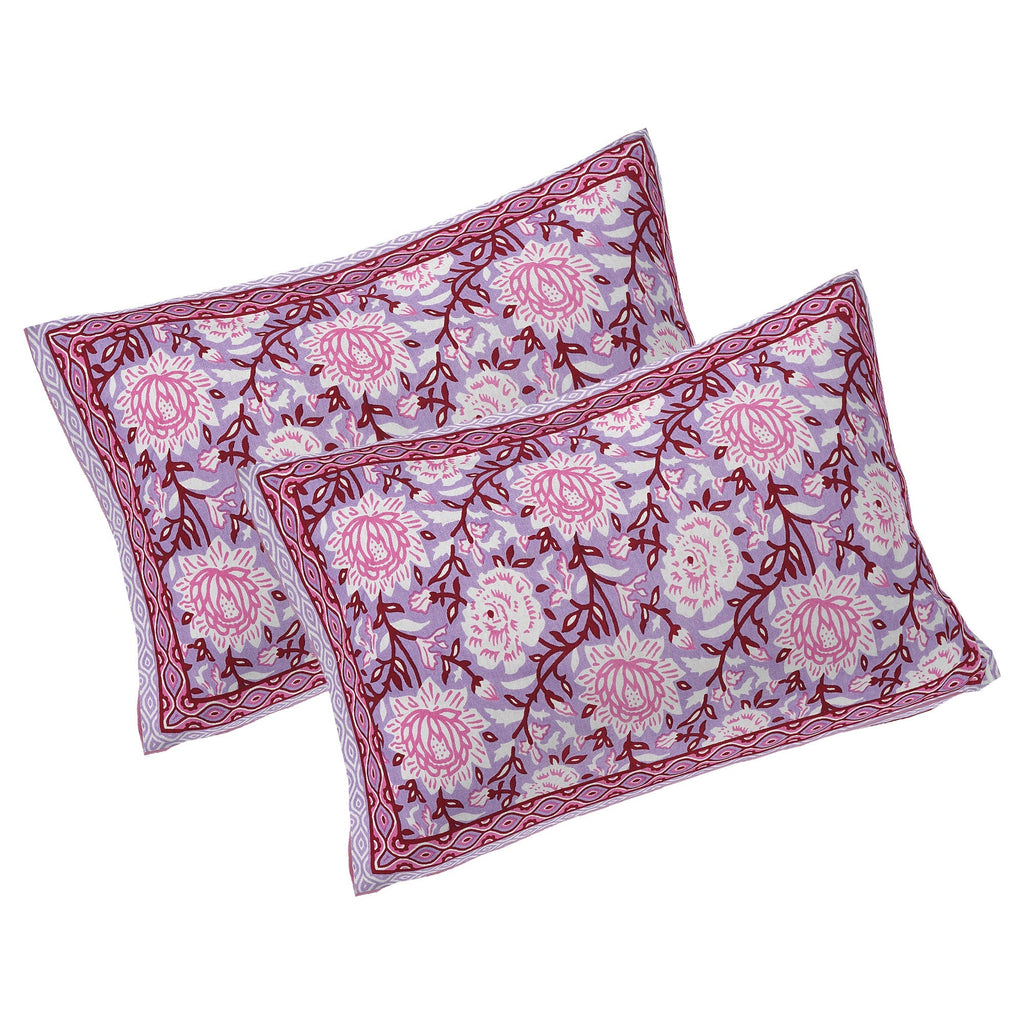 Rudra Bazaar Purple 210 TC Cotton Double King Bedsheet With 2 Pillow Covers - Distacart