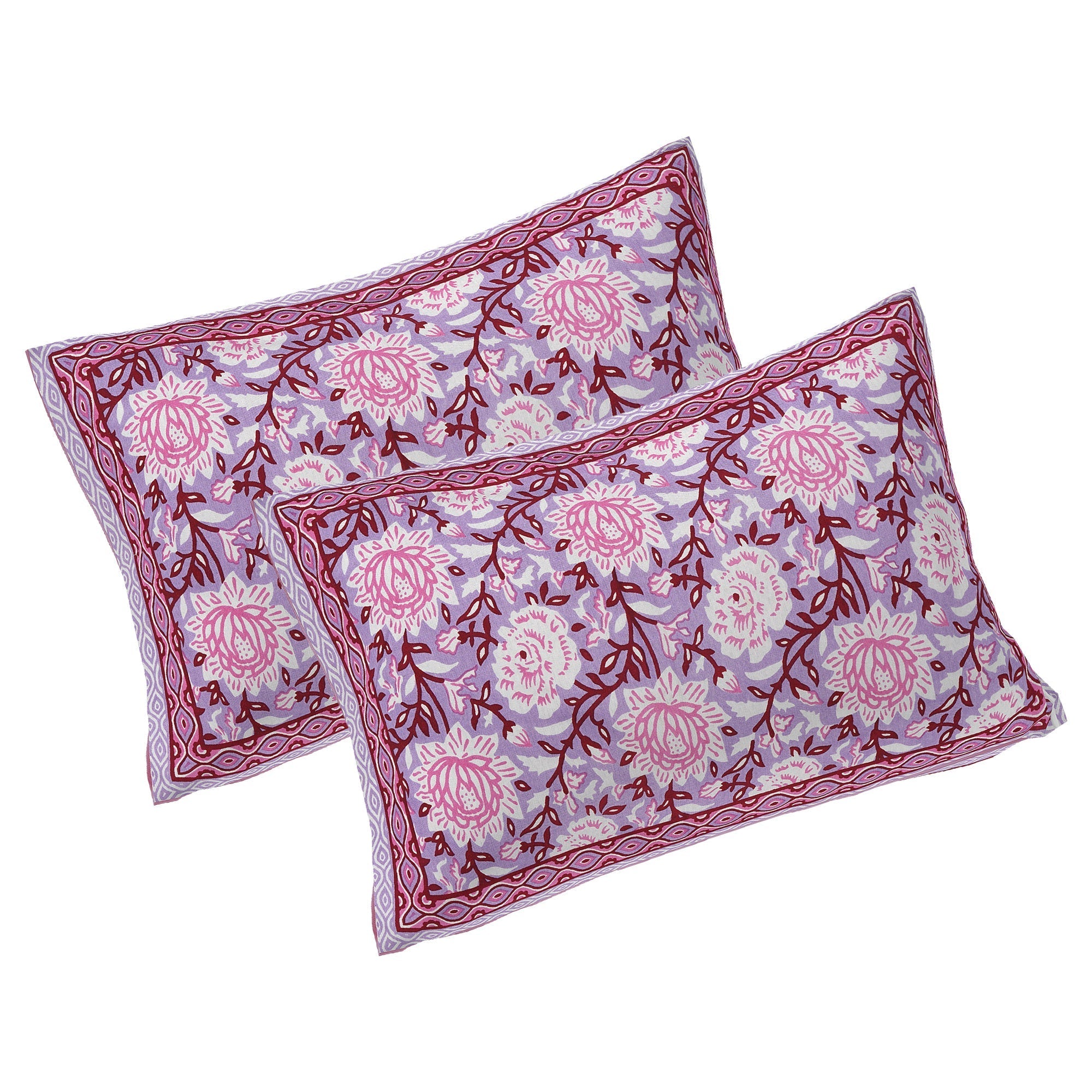 Rudra Bazaar Purple 210 TC Cotton Double King Bedsheet With 2 Pillow Covers - Distacart