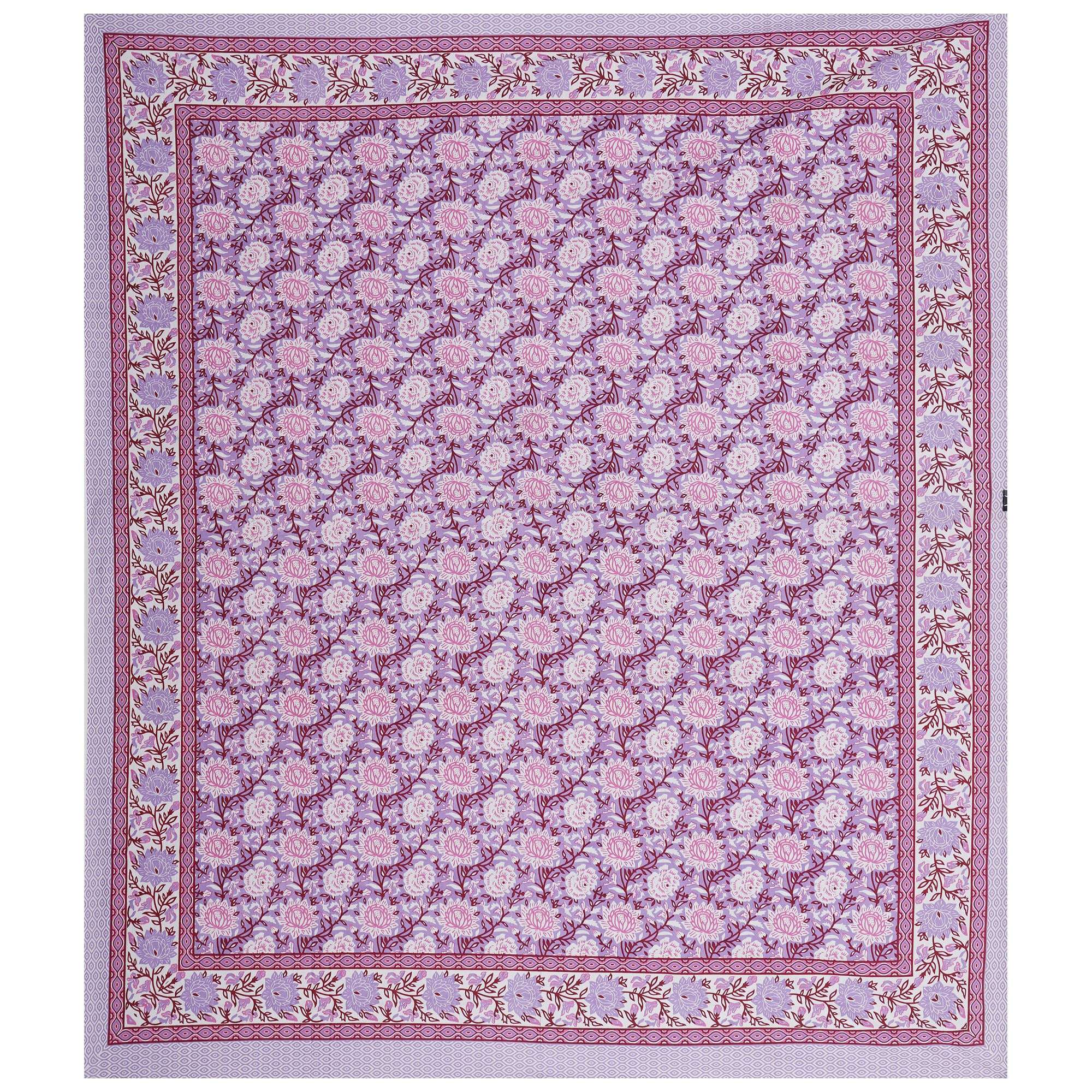 Rudra Bazaar Purple 210 TC Cotton Double King Bedsheet With 2 Pillow Covers - Distacart