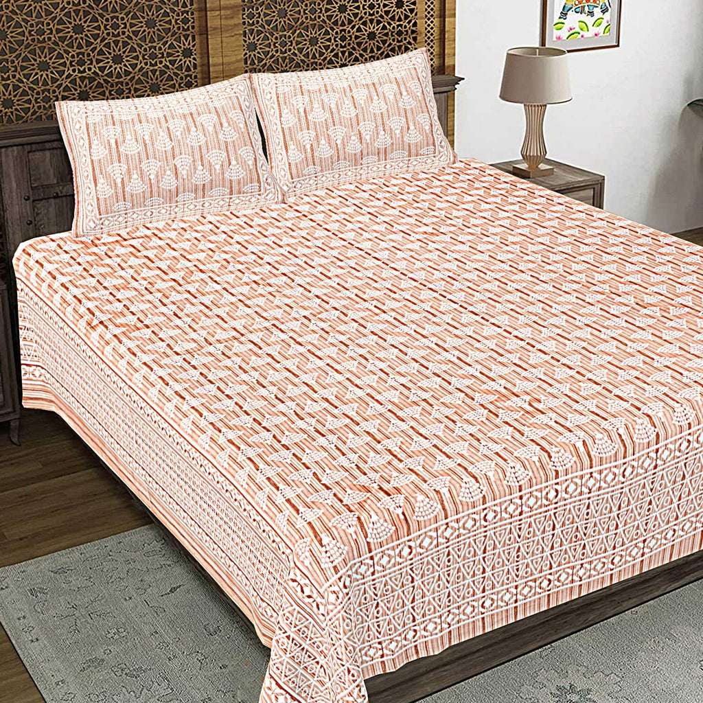 Rudra Bazaar Brown 210 TC Cotton Double King Bedsheet With 2 Pillow Covers - Distacart