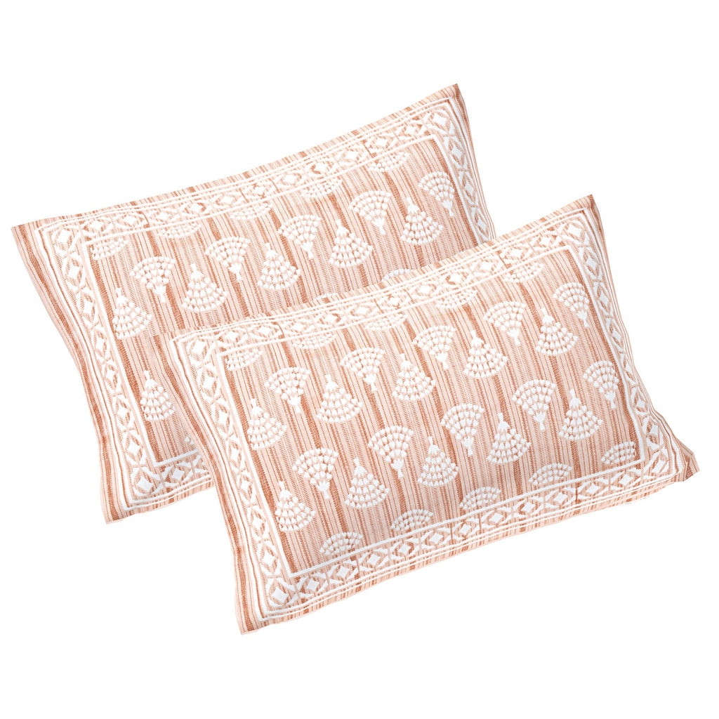 Rudra Bazaar Brown 210 TC Cotton Double King Bedsheet With 2 Pillow Covers - Distacart