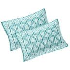 Rudra Bazaar Sea Green 210 TC Cotton Double King Bedsheet With 2 Pillow Covers - Distacart