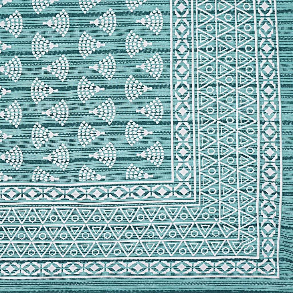 Rudra Bazaar Sea Green 210 TC Cotton Double King Bedsheet With 2 Pillow Covers - Distacart