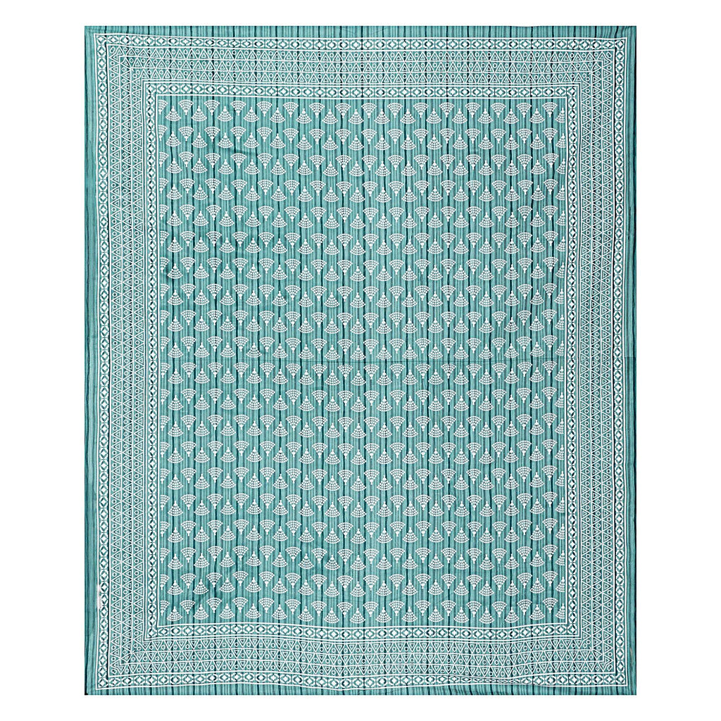 Rudra Bazaar Sea Green 210 TC Cotton Double King Bedsheet With 2 Pillow Covers - Distacart