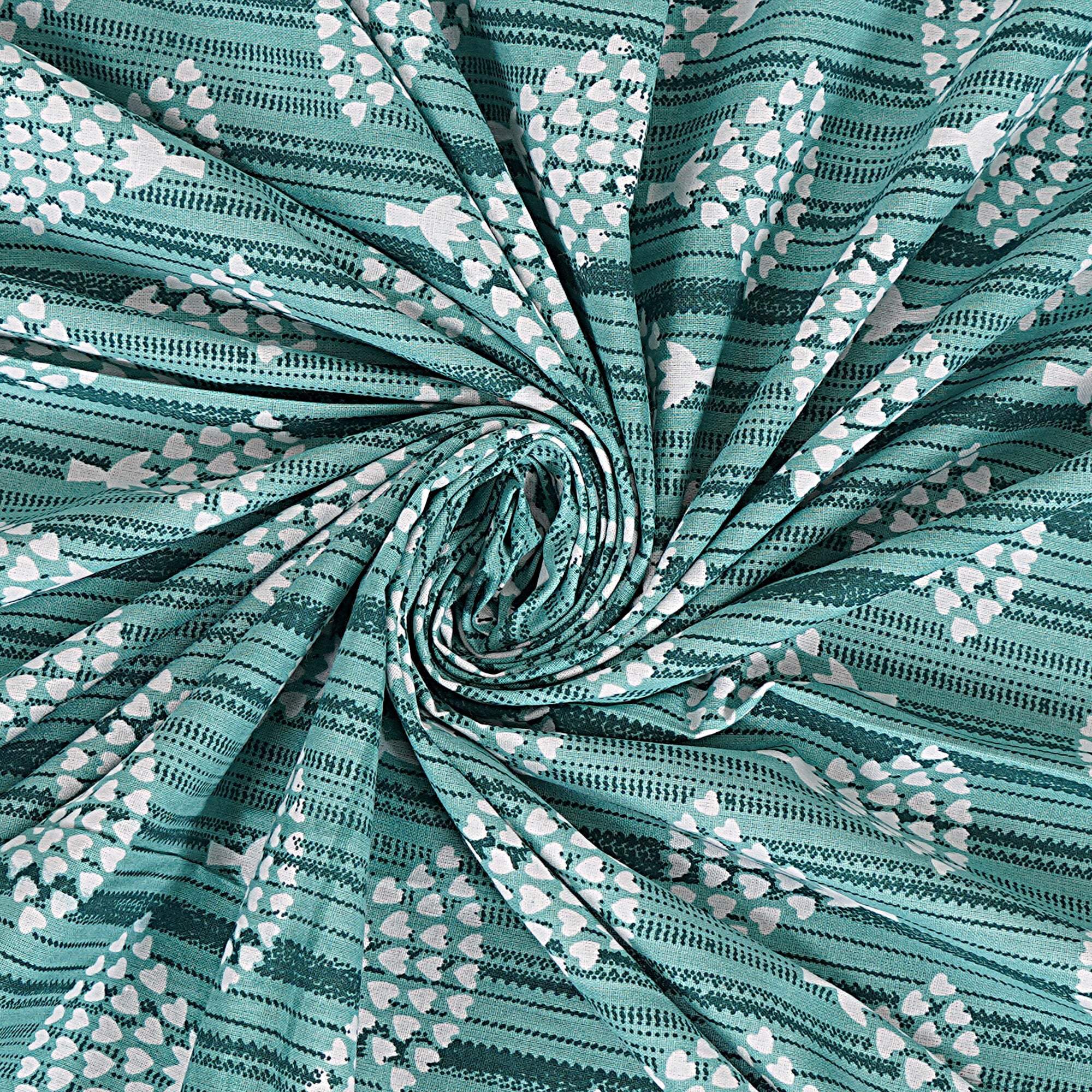 Rudra Bazaar Sea Green 210 TC Cotton Double King Bedsheet With 2 Pillow Covers - Distacart
