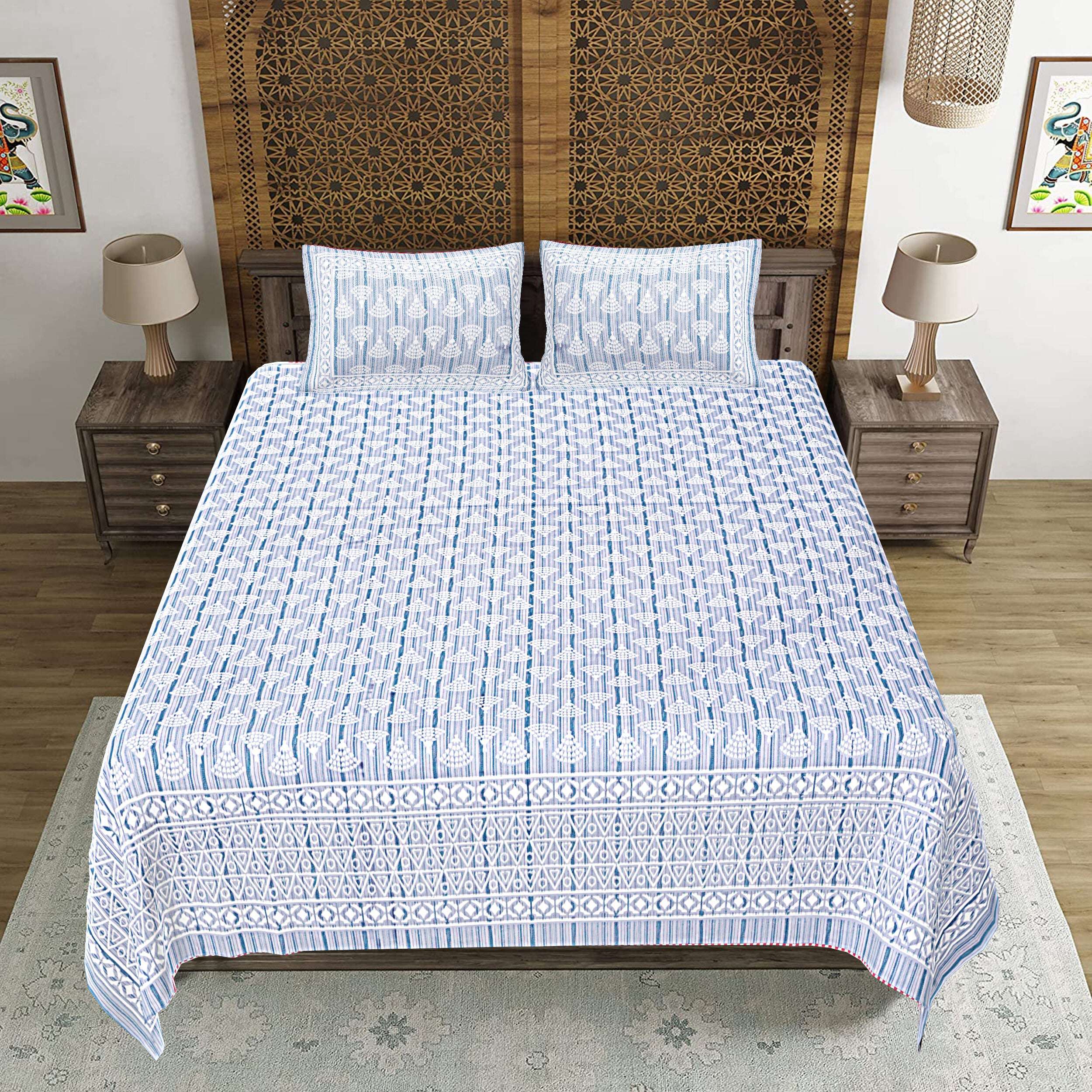 Rudra Bazaar Grey 210 TC Cotton Double King Bedsheet With 2 Pillow Covers - Distacart