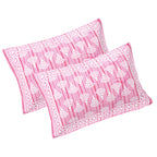 Rudra Bazaar Pink 210 TC Cotton Double King Bedsheet With 2 Pillow Covers - Distacart