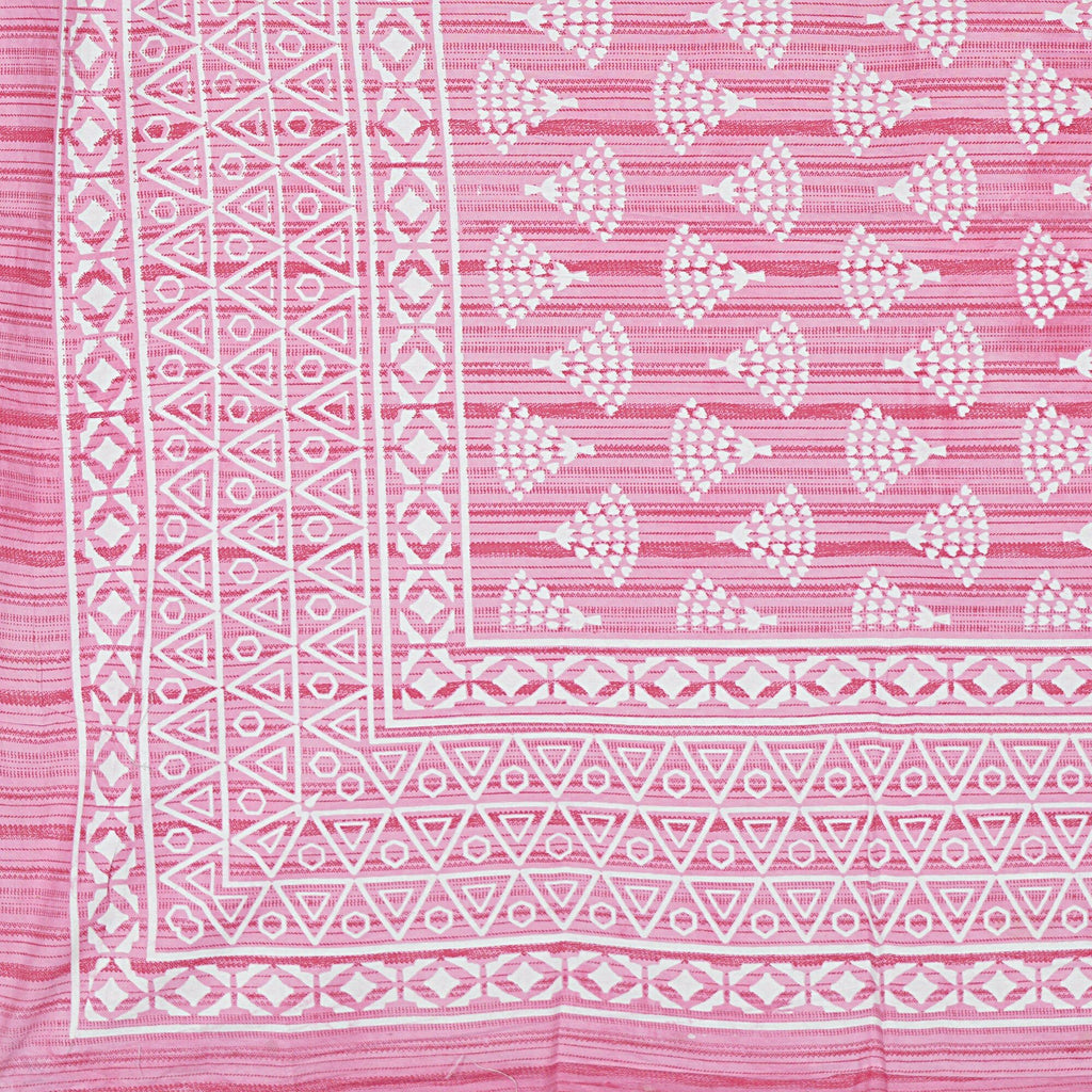 Rudra Bazaar Pink 210 TC Cotton Double King Bedsheet With 2 Pillow Covers - Distacart
