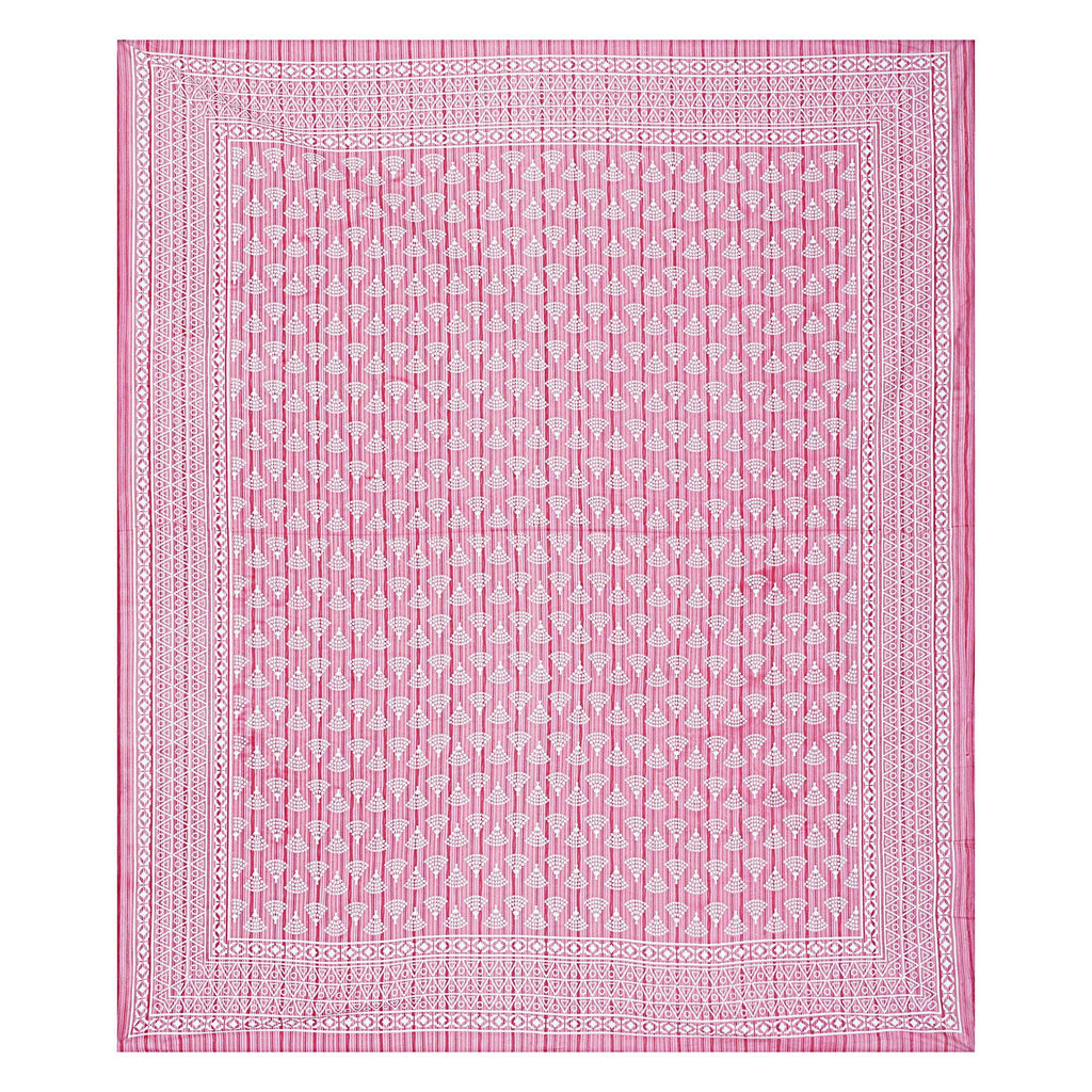 Rudra Bazaar Pink 210 TC Cotton Double King Bedsheet With 2 Pillow Covers - Distacart