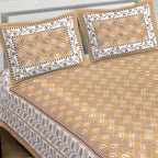 Rudra Bazaar Brown 210 TC Cotton Double King Bedsheet With 2 Pillow Covers - Distacart