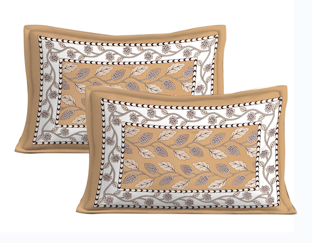 Rudra Bazaar Brown 210 TC Cotton Double King Bedsheet With 2 Pillow Covers - Distacart