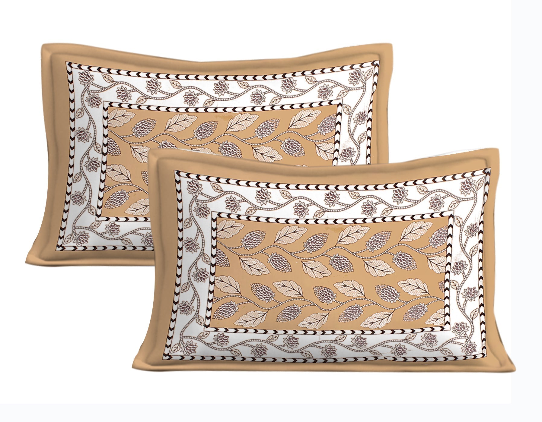 Rudra Bazaar Brown 210 TC Cotton Double King Bedsheet With 2 Pillow Covers - Distacart
