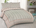 Rudra Bazaar Sea Green 210 TC Cotton Double King Bedsheet With 2 Pillow Covers - Distacart