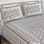 Rudra Bazaar Grey 210 TC Cotton Double King Bedsheet With 2 Pillow Covers - Distacart