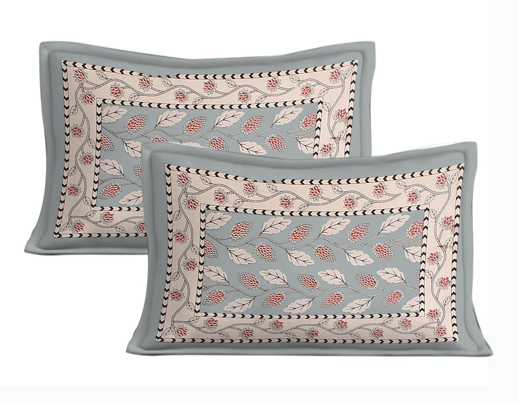 Rudra Bazaar Grey 210 TC Cotton Double King Bedsheet With 2 Pillow Covers - Distacart