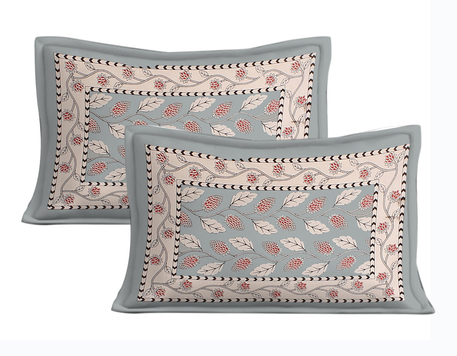 Rudra Bazaar Grey 210 TC Cotton Double King Bedsheet With 2 Pillow Covers - Distacart