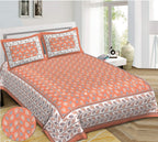 Rudra Bazaar Orange 210 TC Cotton Double King Bedsheet With 2 Pillow Covers - Distacart
