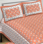 Rudra Bazaar Orange 210 TC Cotton Double King Bedsheet With 2 Pillow Covers - Distacart