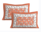Rudra Bazaar Orange 210 TC Cotton Double King Bedsheet With 2 Pillow Covers - Distacart