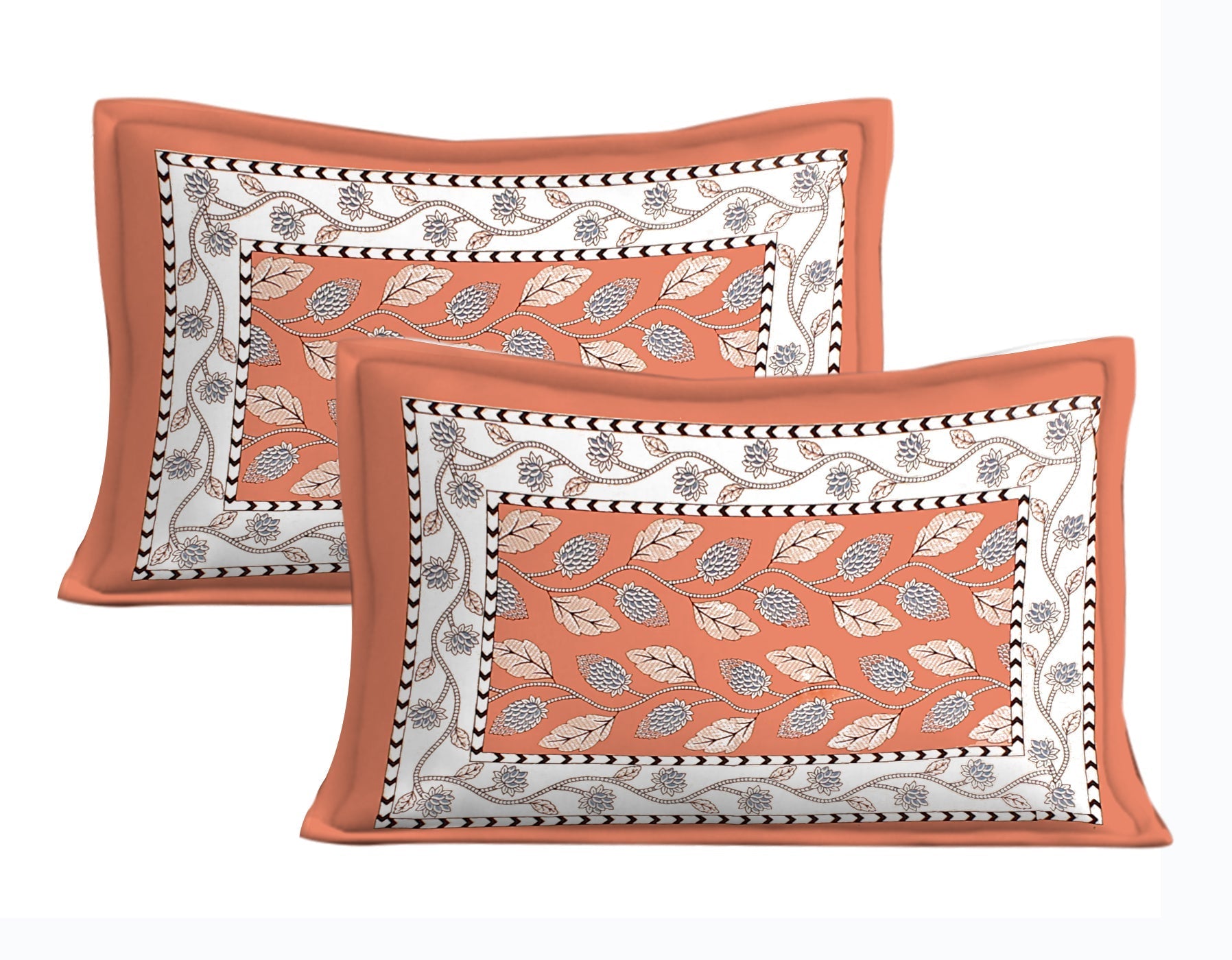 Rudra Bazaar Orange 210 TC Cotton Double King Bedsheet With 2 Pillow Covers - Distacart