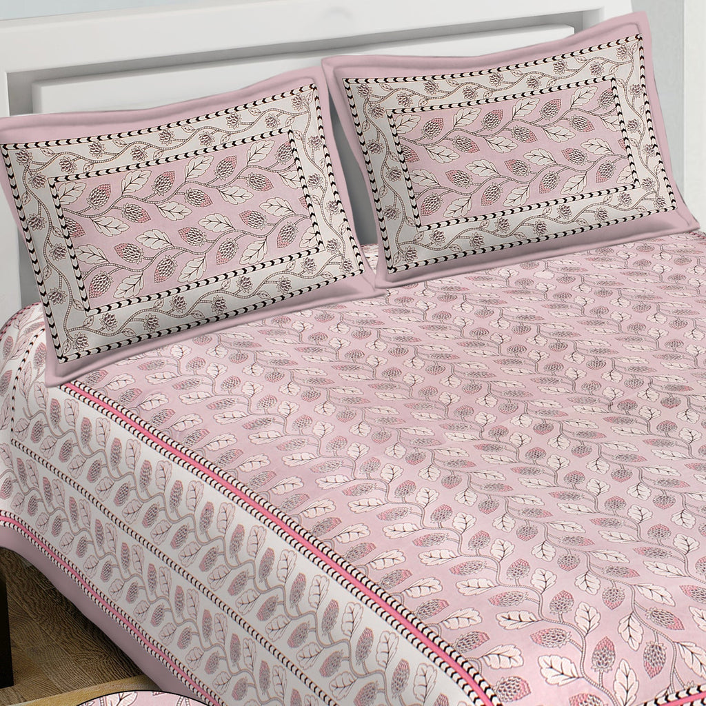 Rudra Bazaar Purple 210 TC Cotton Double King Bedsheet With 2 Pillow Covers - Distacart