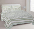 Rudra Bazaar Green 210 TC Cotton Double King Bedsheet With 2 Pillow Covers - Distacart