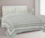 Rudra Bazaar Green 210 TC Cotton Double King Bedsheet With 2 Pillow Covers - Distacart