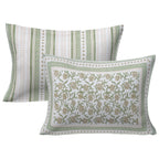 Rudra Bazaar Green 210 TC Cotton Double King Bedsheet With 2 Pillow Covers - Distacart