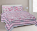 Rudra Bazaar Pink 210 TC Cotton Double King Bedsheet With 2 Pillow Covers - Distacart