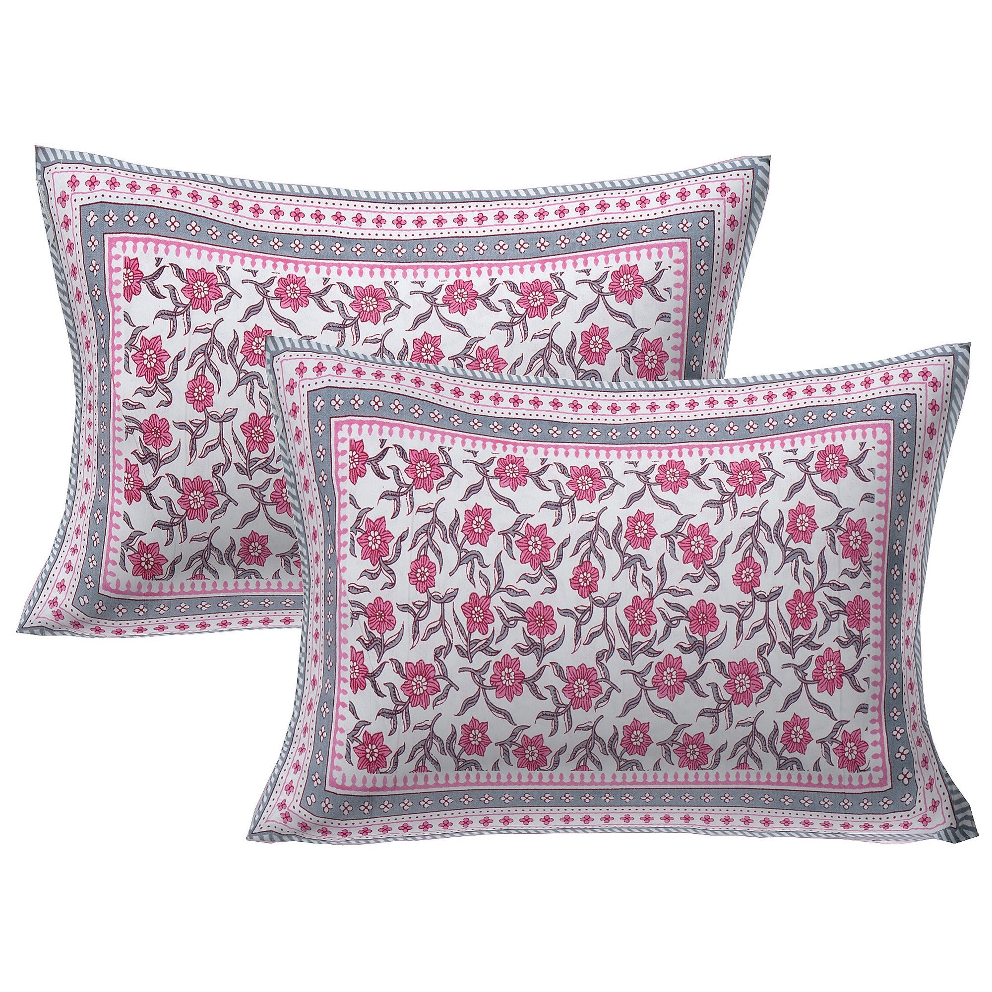 Rudra Bazaar Pink 210 TC Cotton Double King Bedsheet With 2 Pillow Covers - Distacart
