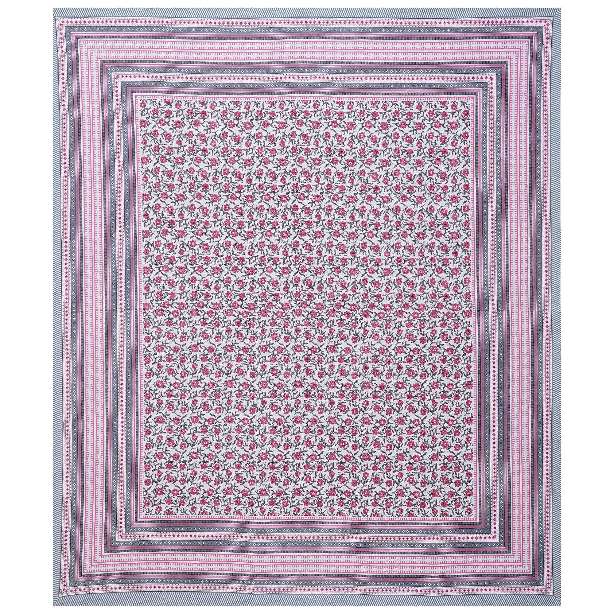 Rudra Bazaar Pink 210 TC Cotton Double King Bedsheet With 2 Pillow Covers - Distacart