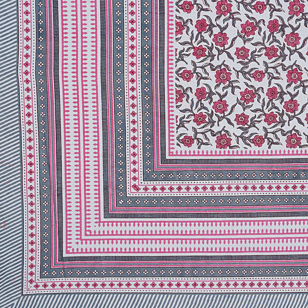 Rudra Bazaar Pink 210 TC Cotton Double King Bedsheet With 2 Pillow Covers - Distacart