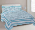 Rudra Bazaar Turquoise Blue 210 TC Cotton Double King Bedsheet With 2 Pillow Covers - Distacart