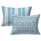 Rudra Bazaar Turquoise Blue 210 TC Cotton Double King Bedsheet With 2 Pillow Covers - Distacart