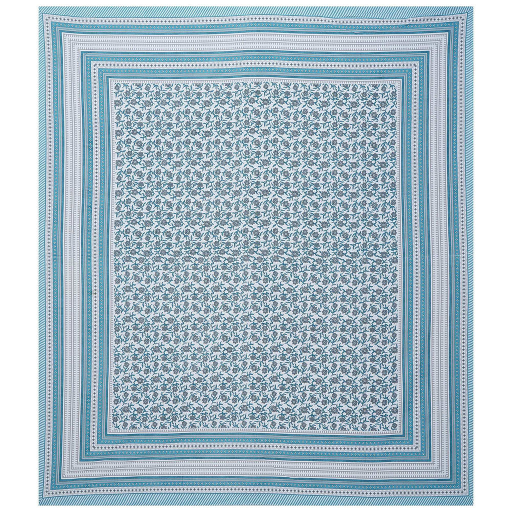 Rudra Bazaar Turquoise Blue 210 TC Cotton Double King Bedsheet With 2 Pillow Covers - Distacart