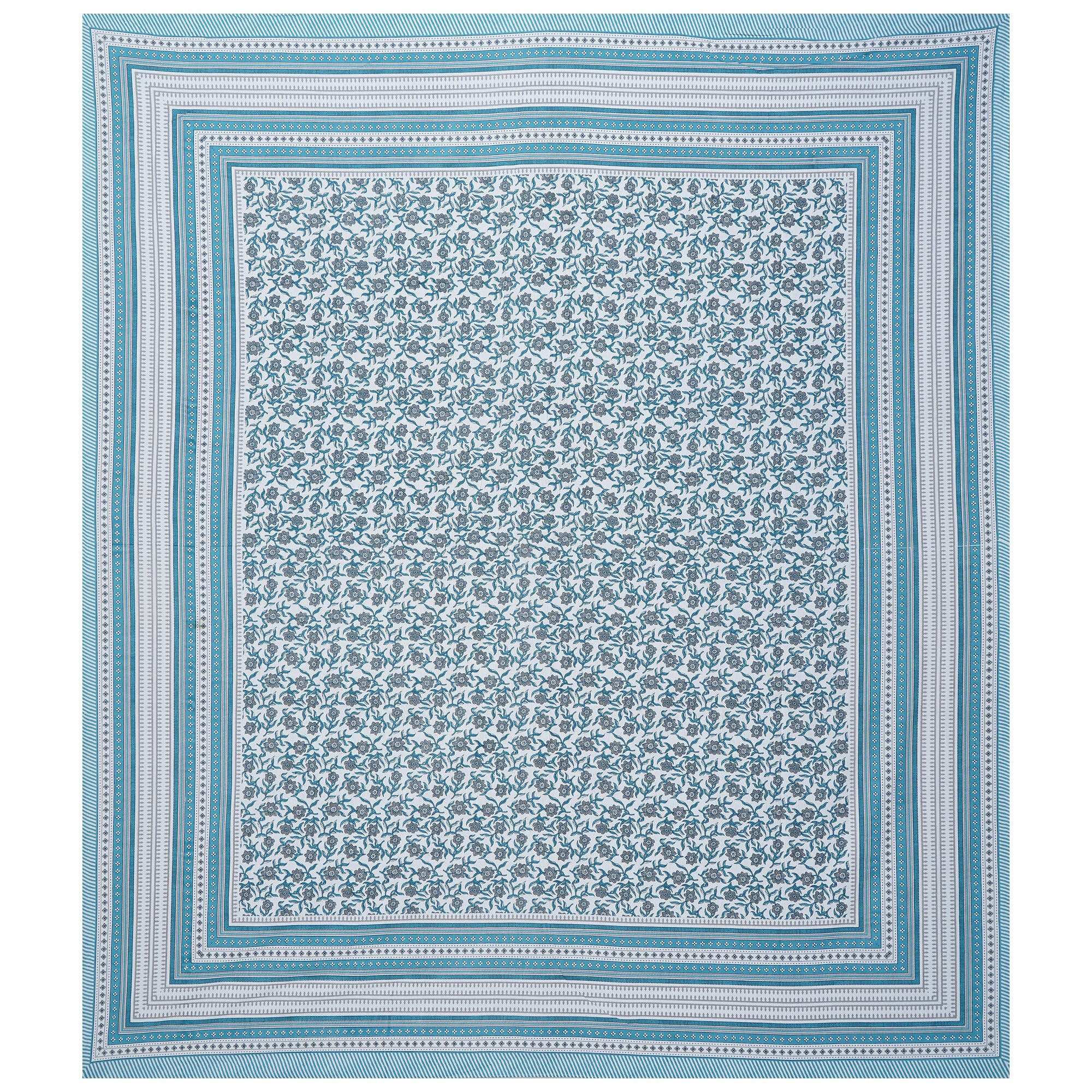 Rudra Bazaar Turquoise Blue 210 TC Cotton Double King Bedsheet With 2 Pillow Covers - Distacart