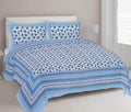 Rudra Bazaar Blue 210 TC Cotton Double King Bedsheet With 2 Pillow Covers - Distacart